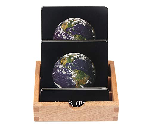 Wumudidi Montessori Solar Sistema Planetario Conjunto de Tarjeta, Tecnología Cultural de Madera Juguetes educativos para el Desarrollo temprano