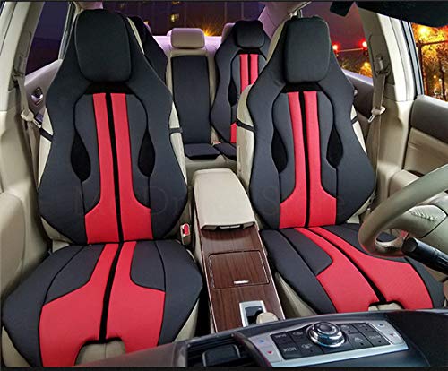 Xljh Cubierta del Asiento de Coche Cojín Suave Rojo Blanco Amarillo para Ferrari Mercedes BMW Audi Moda Deportiva Individualidad Interior Accesorios,Red