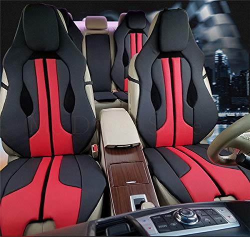 Xljh Cubierta del Asiento de Coche Cojín Suave Rojo Blanco Amarillo para Ferrari Mercedes BMW Audi Moda Deportiva Individualidad Interior Accesorios,Red