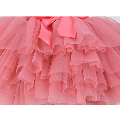 YONKINY Tulle Ballet Tutu Corta para Niñas+Venda Falda Capas Tul De Volantes Princesa para Danza Fiesta Boda Cumpleaños Fotografía (Rosa Oscuro, Tallas S para 0 a 6 Meses)