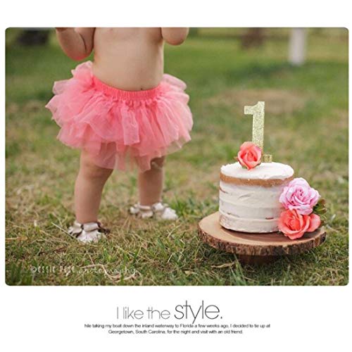 YONKINY Tulle Ballet Tutu Corta para Niñas+Venda Falda Capas Tul De Volantes Princesa para Danza Fiesta Boda Cumpleaños Fotografía (Rosa Oscuro, Tallas S para 0 a 6 Meses)