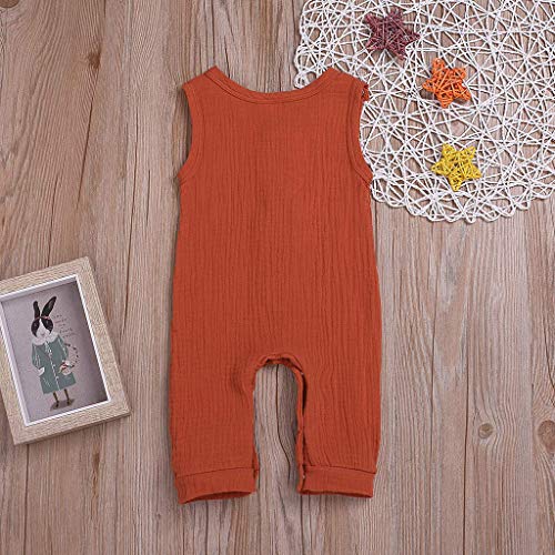 YWLINK Mono De Bebe Verano Mezcla De AlgodóN Sin Mangas Lino Camisones Moda Casual Traje De Rastreo Vestido De NiñA para Bautizo Lindo CóModo Dia De Miembro Ropa De NiñOs(Naranja,3-6 meses/80)