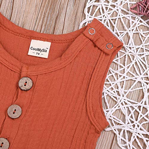 YWLINK Mono De Bebe Verano Mezcla De AlgodóN Sin Mangas Lino Camisones Moda Casual Traje De Rastreo Vestido De NiñA para Bautizo Lindo CóModo Dia De Miembro Ropa De NiñOs(Naranja,3-6 meses/80)