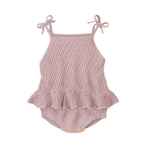 YWLINK Mono NiñA Bebé 0-18 Meses Jersey De Punto Sin Mangas De Verano Mezcla De AlgodóN Arco De Honda Mamelucos Casuales Body con Volantes SóLidos Petos Lindo Pijamas CóModos Regalo De CumpleañOs