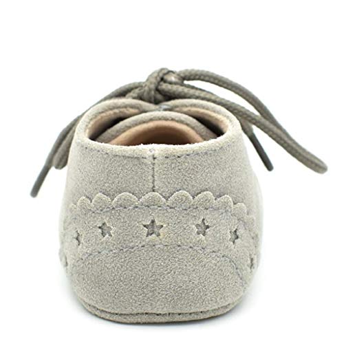 Zapatos Bebé Niña 2019 SHOBDW Zapatos Bebé Niño Verano Suela Suave Antideslizante Zapatillas Ata para Arriba Zapatos Bajos Linda Zapatos Bebé Recién Nacida Zapatos Bebe Primeros Pasos(Gris,0~6)