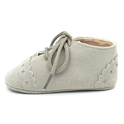 Zapatos Bebé Niña 2019 SHOBDW Zapatos Bebé Niño Verano Suela Suave Antideslizante Zapatillas Ata para Arriba Zapatos Bajos Linda Zapatos Bebé Recién Nacida Zapatos Bebe Primeros Pasos(Gris,0~6)