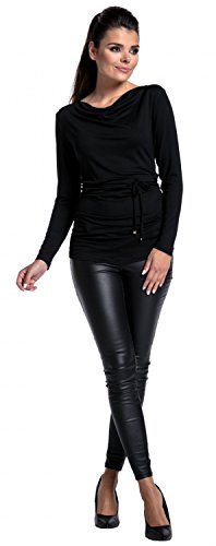 Zeta Ville - Maternidad Top Lactancia a Capas Cuello Barco - para Mujer - 002c (Negro, 44-46, 2XL)