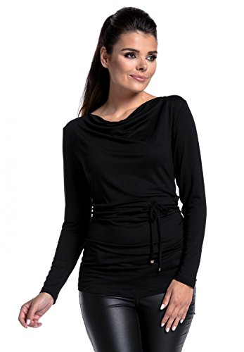 Zeta Ville - Maternidad Top Lactancia a Capas Cuello Barco - para Mujer - 002c (Negro, 44-46, 2XL)