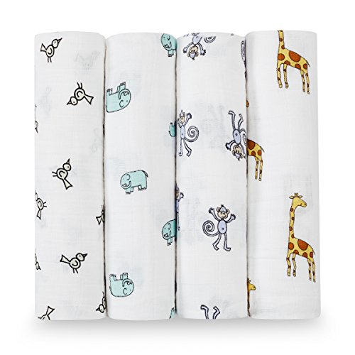 Aden + Anais Jungle Jam - Pack de 4 muselinas, unisex