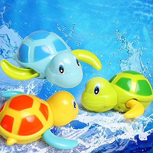 Amasawa 3 Piezas Bebé Baño Natación Tortuga Juguete Wind Up Baño Juguetes, Linda Tortuga Piscina Bañera Bañera Juguetes, Piscina De Agua Flotante Juguetes Divertidos para Niños Niñas Niños Pequeños