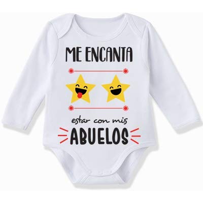 AR Regalos Body bebé Me Encanta Estar con mis Abuelos (0 a 3 Meses)