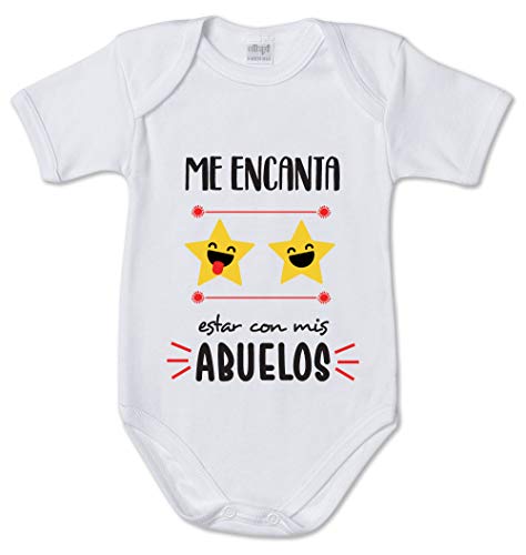 AR Regalos Body bebé Me Encanta Estar con mis Abuelos (0 a 3 Meses)