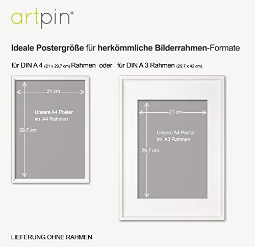 artpin® - Juego de 4 pósteres para habitación de niños - A4 imágenes para habitación de bebé - Decoración para niña P42