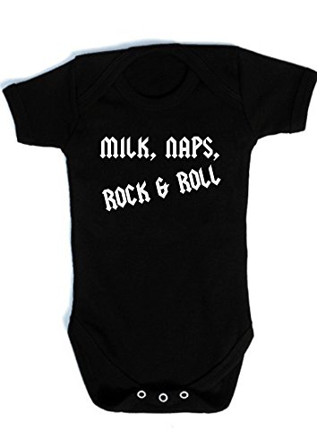 Baby MOO'S UK - Body de metal para bebé (ideal para niños o niñas) negro negro Talla:0-3 Meses