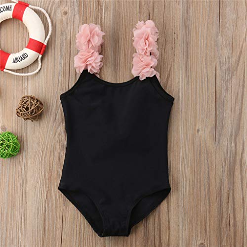 Bañador de Natación de una Pieza para Bebé Niñas, Bebes Niñas Infantil bañador de Piscina Monokini Traje de baño Negro 2-3 años