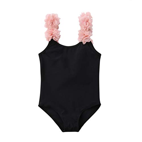 Bañador de Natación de una Pieza para Bebé Niñas, Bebes Niñas Infantil bañador de Piscina Monokini Traje de baño Negro 2-3 años