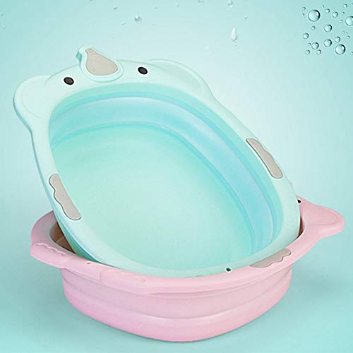 Bañera Plegable, Bañera Plegable para Niños, Pequeña, Lavabo, Plástico, Bebé, Cuidado del Bebé, Tinas De Baño, 2 Colores GAOFENG (Color : Green, Size : 38.5 * 32.5cm)