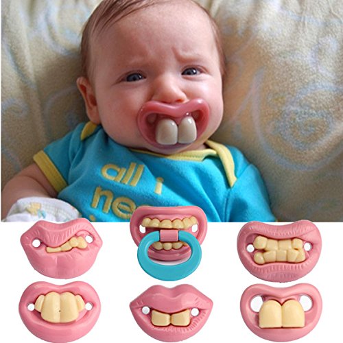 Bargain World Moda bebÃ© divertido maniquÃ­es maniquÃ­ pacifier broma dientes novedad labio niÃ±o chupete