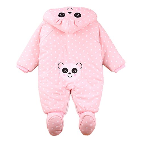 Bebé Niñas Traje de Nieve Set Peleles con Capucha Footies Conjunto de Ropa Invierno Muchachos Caricatura Mameluco, Panda 3-6 Meses