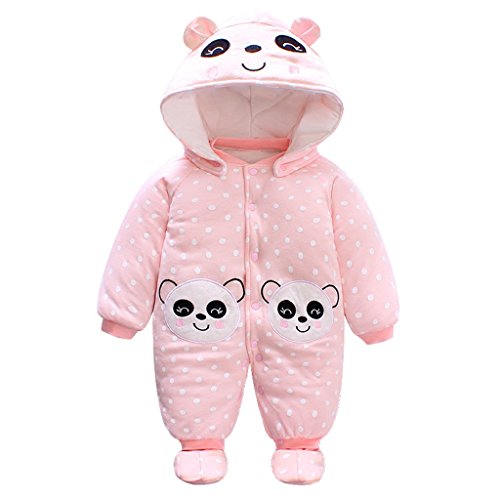 Bebé Niñas Traje de Nieve Set Peleles con Capucha Footies Conjunto de Ropa Invierno Muchachos Caricatura Mameluco, Panda 3-6 Meses