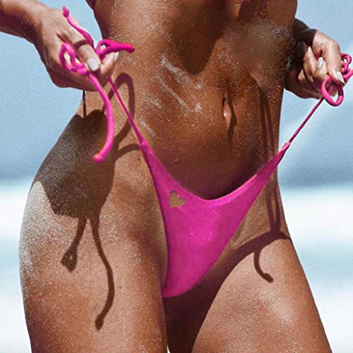 Bikini Tanga Mujer 2019 SHOBDW Sexy Bañador Mujer Playa de Verano Vendaje Color Sólido Traje de Baño Mujer Bañadores de Mujer(Rosa,XL)