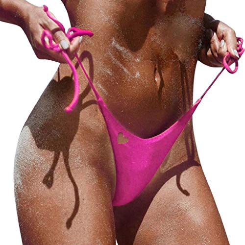 Bikini Tanga Mujer 2019 SHOBDW Sexy Bañador Mujer Playa de Verano Vendaje Color Sólido Traje de Baño Mujer Bañadores de Mujer(Rosa,XL)