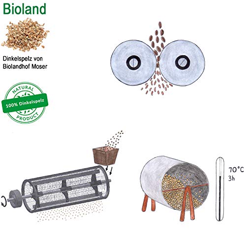 BIO Cojín de lactancia con diseño de luna, con cáscara de espelta y flores de lavanda orgánicas, incluye funda 100% algodón (extraíble), cojín de espelta, cojín cervical, producto natural Color crema.