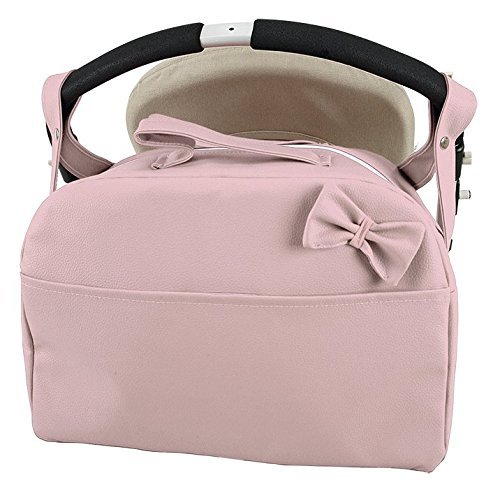 Bolso Gemelar Carrito Bebe Lactancia Polipiel.Color Rosa maquillaje + Regalo de un babero- Danielstore