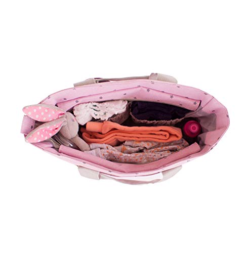 Bolso para carrito de bebé rosa. Bolso cambiador para cochecito. Incluye cambiador a juego, ganchos universales y correa acolchada para el hombro. Tamaño mediano ideal para el día a día.