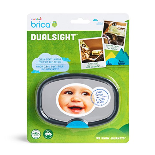 Brica by Munchkin Espejo de coche Dual Sight, para niños que viajan orientados hacia atrás o hacia delante