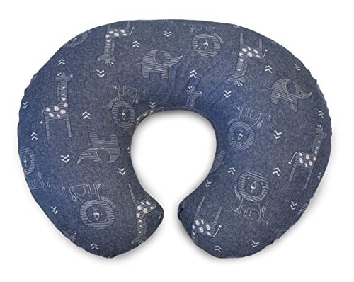 CHICCO 05079902090000 Boppy Cojín con funda de algodón, denim Animals, color azul