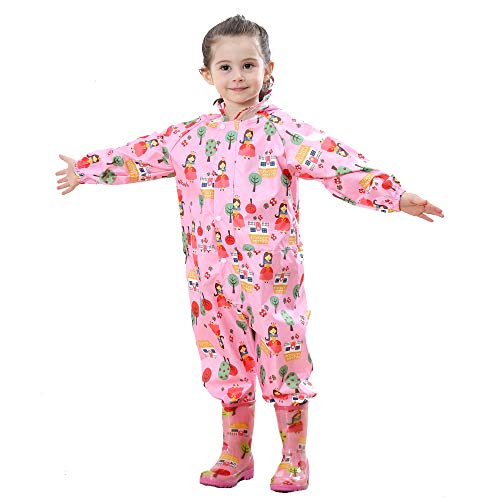 Chubasqueros Infantil,Impermeable Chaquetas Lluvia Niña Niño Traje de Lluvia Rosa Flores Patrón con Capucha Mono Grande Frozen Poncho Escuela Running Pantalones Capa Ropa Bebé Unisexo 3-5 años