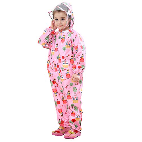 Chubasqueros Infantil,Impermeable Chaquetas Lluvia Niña Niño Traje de Lluvia Rosa Flores Patrón con Capucha Mono Grande Frozen Poncho Escuela Running Pantalones Capa Ropa Bebé Unisexo 3-5 años