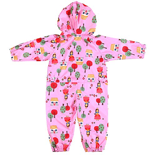 Chubasqueros Infantil,Impermeable Chaquetas Lluvia Niña Niño Traje de Lluvia Rosa Flores Patrón con Capucha Mono Grande Frozen Poncho Escuela Running Pantalones Capa Ropa Bebé Unisexo 3-5 años