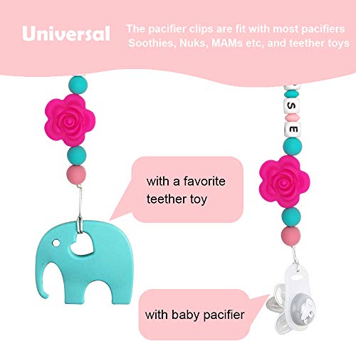 Chupetero Personalizado Para Bebe con Nombre Bola Silicona Antibacteria con Pinza (Rosa)