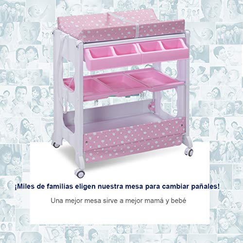 COSTWAY Cambiador de Pañales Estante para Bebé Organizador Cambiador Vestidor Bañera con Bandeja (Rosa)