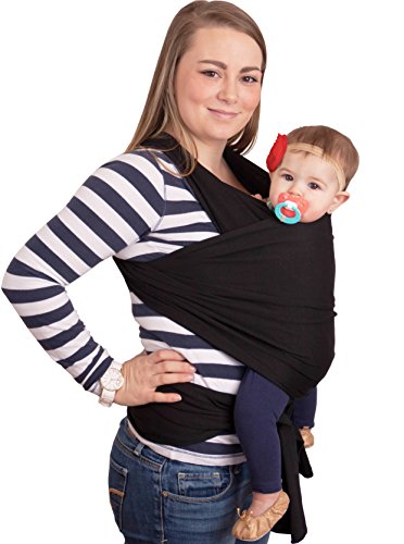 CuddleBug Fular Portabebés 9 en 1 – Canguro para Bebés Recién Nacidos y Niños hasta 16 Kg – Manos libres - Porta Bebés de Tela Suave y Elástico – Ideal como Regalo de Babyshower – Talla Única - (Negro)