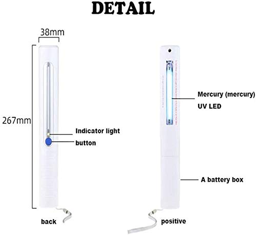 Desinfección UV Esterilizador Wand, de mano del hogar de la lámpara del esterilizador, ozono UV portátil de la batería de la máquina de esterilización for el hotel, zona de aseo y animal doméstico, bl