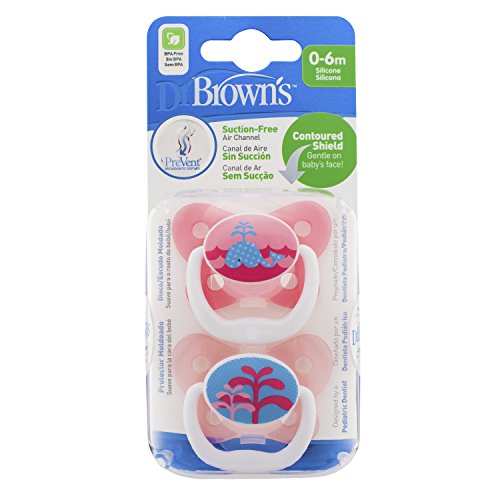 Dr Brown 's prevent chupete (0 A 6 meses, color rosa, pack de 2)