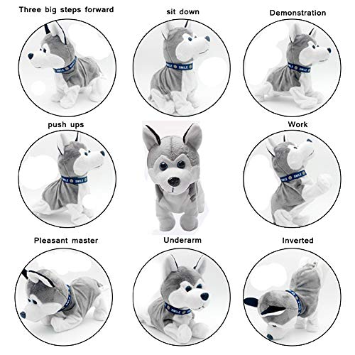 eiseyen TXR de 0204 Perros de peluche juguete Husky gris Inteligencia Robot de voz