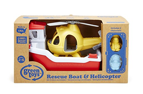 Green Toys- Lancha de Rescate con Helicóptero, Multicolor (RBH1-1155)