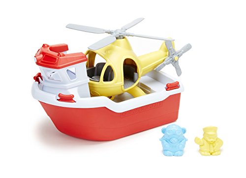 Green Toys- Lancha de Rescate con Helicóptero, Multicolor (RBH1-1155)