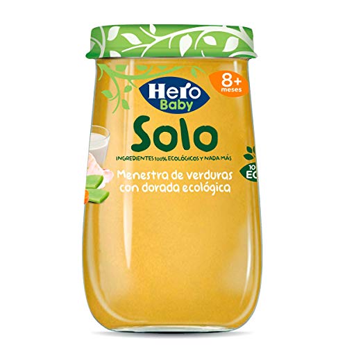 Hero Baby Solo Menestra de Verduras con Dorada Ecológica Tarritos de Puré para Bebés a partir de 8 meses Pack de 12 x 190 g