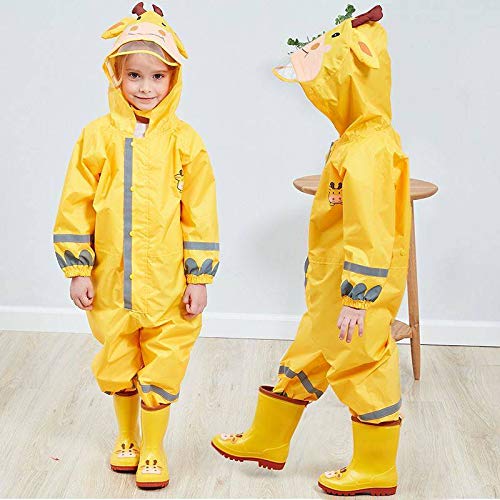 Impermeable Chaquetas Lluvia Niña Niño Chubasqueros Infantil Traje de Lluvia Amarillo Jirafa Animal Capucha Mono Grande Frozen Poncho Escuela Running Pantalones Capa Ropa Bebé Unisexo 7-10 años