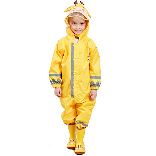 Impermeable Chaquetas Lluvia Niña Niño Chubasqueros Infantil Traje de Lluvia Amarillo Jirafa Animal Capucha Mono Grande Frozen Poncho Escuela Running Pantalones Capa Ropa Bebé Unisexo 7-10 años