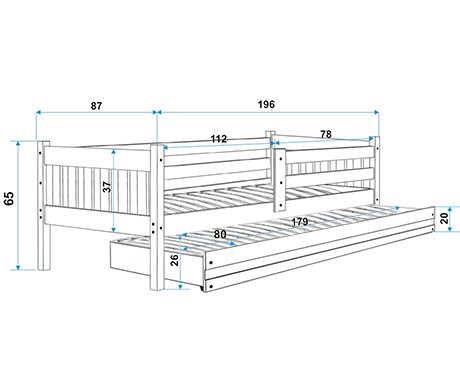 Interbeds Cama Infantil Nido 190X80 CARINO, 2 colchónes incluidos! 2 somieres de Maderas Flexibles INCLUIDOS! (Blanco)