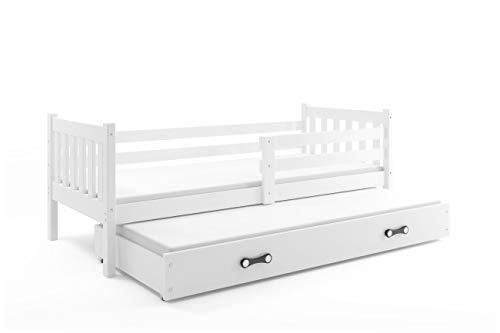 Interbeds Cama Infantil Nido 190X80 CARINO, 2 colchónes incluidos! 2 somieres de Maderas Flexibles INCLUIDOS! (Blanco)