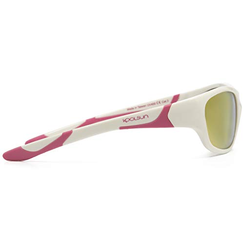 KOOLSUN - Deportes - Gafas de sol para niños (6 - 12 años, color blanco y rosa caliente)