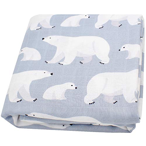 Lebze Bebé Muselina Swaddle Manta,"Diseño de Oso polar" Bambú Algodon Muselinas 120x120 cm Mantitas para Bebes