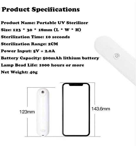 LED UV de desinfección del esterilizador, rápida y portátil de Mano de desinfección de la Varita, la lámpara UVC esterilizador, esterilización tasa es de 99,99% for el hogar, bebé, Coches, área de la